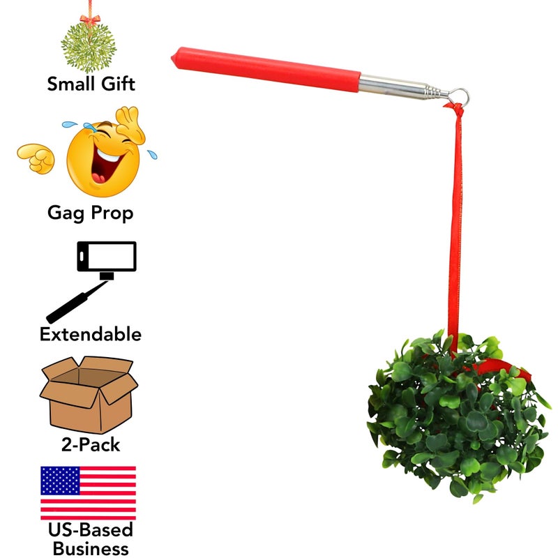 Iconikal 2-Pack Extendable Mistletoe-On-A-Stick - Funny Christmas Gag Gift Photo Booth Prop Holiday Joke - Image 3